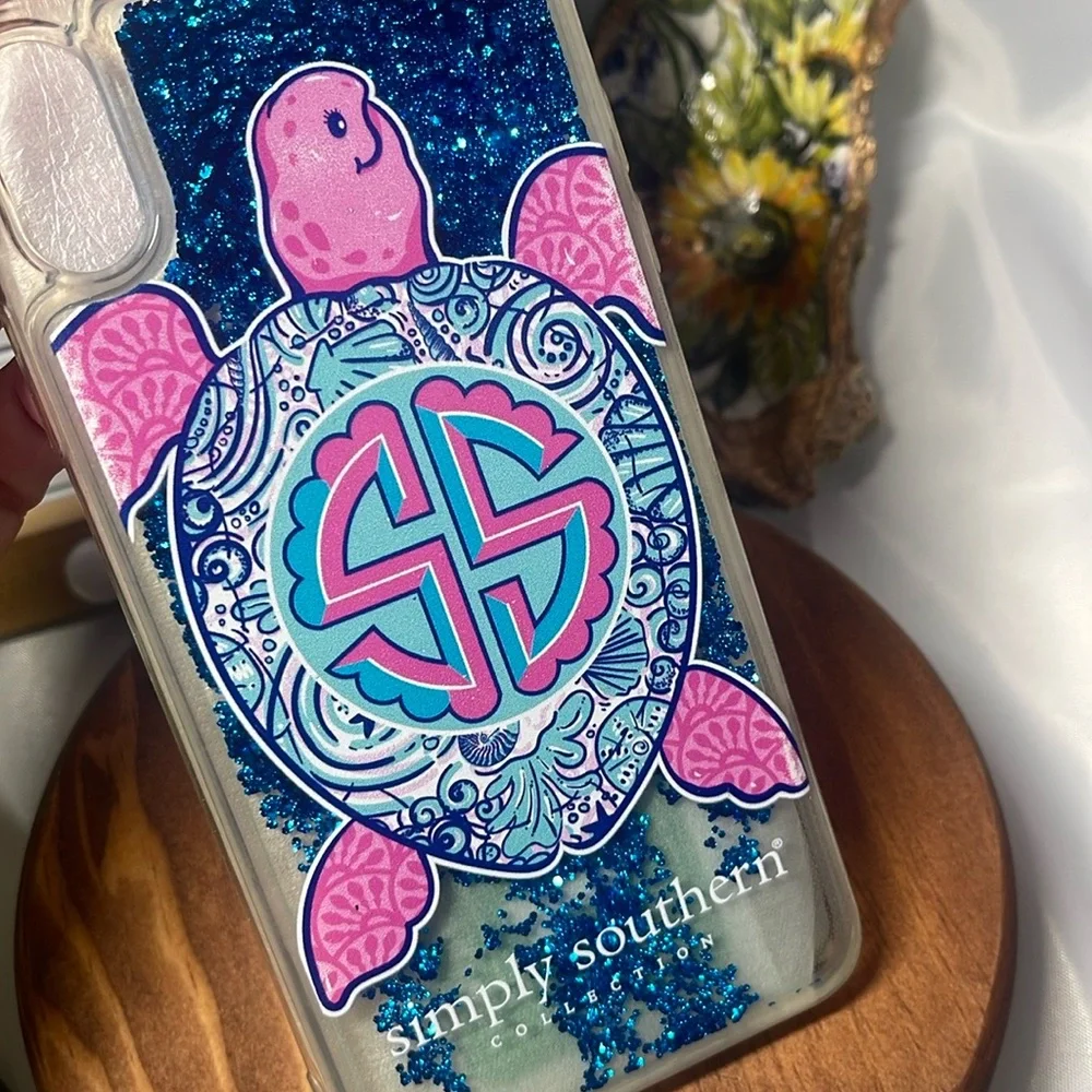 Simply Southern iPhone XS Max Case Turtle design glitter NWOT